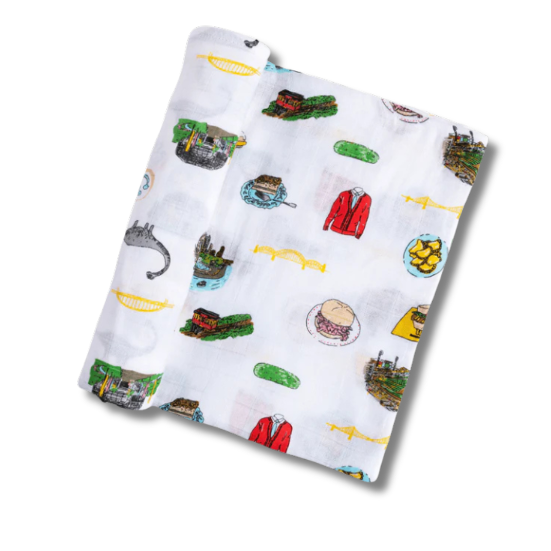 Little Hometown Pittsburgh Swaddle Blanket