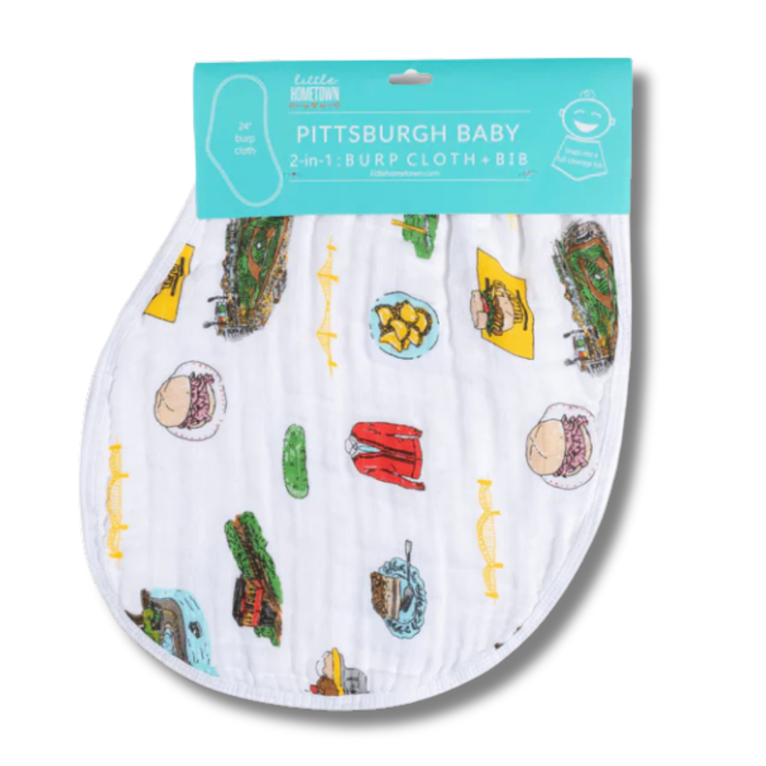 Little Hometown Pittsburgh 2-in-1 Burp Cloth and Bib