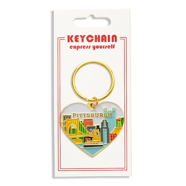 Pittsburgh Graphic Skyline Heart Keychain