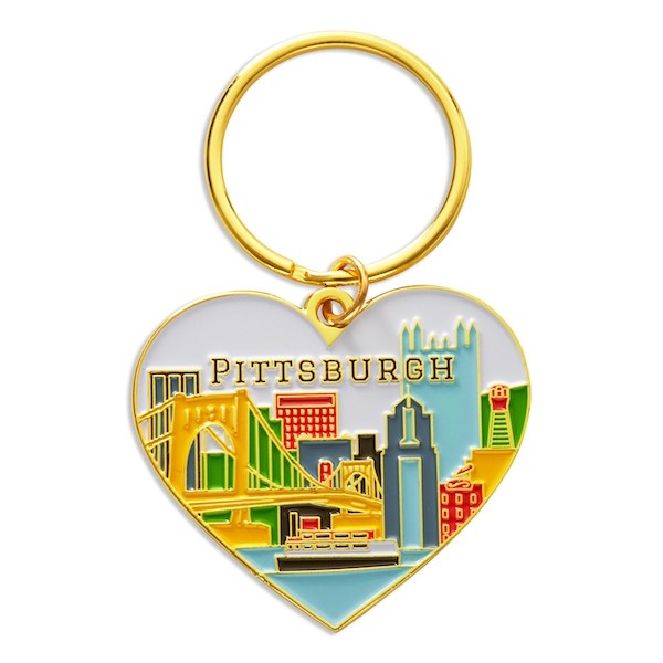Pittsburgh Graphic Skyline Heart Keychain