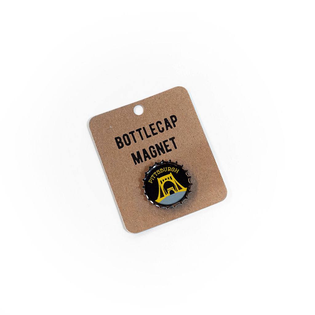 Black & Gold Pittsburgh Bridge Bottlecap Magnet