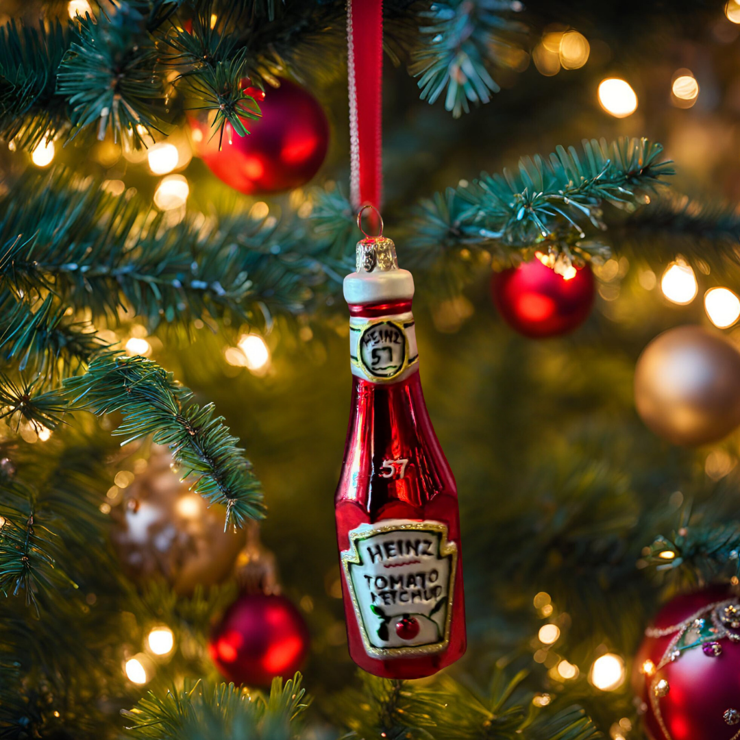 Heinz Ketchup Bottle Glass Ornament