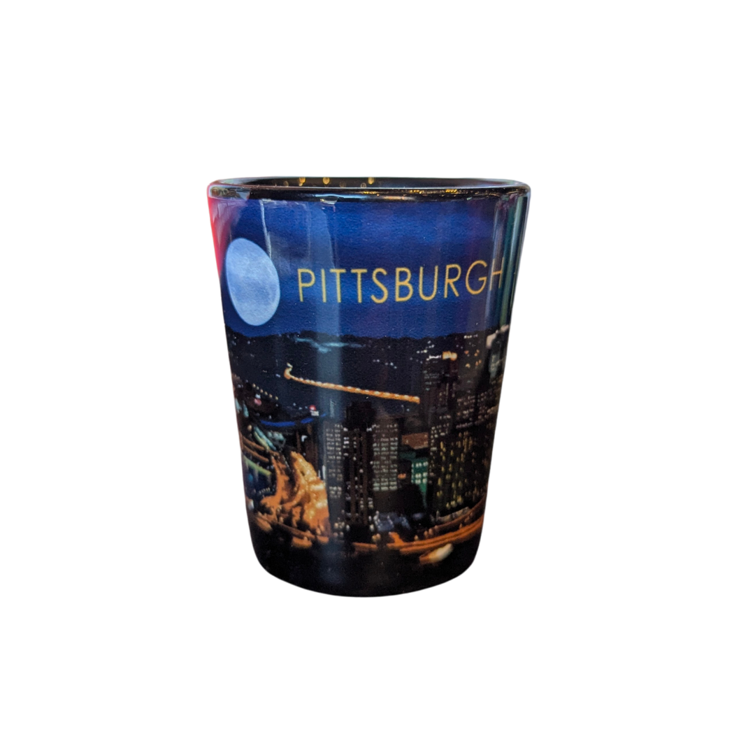 Pittsburgh Night Skyline Shot Glass