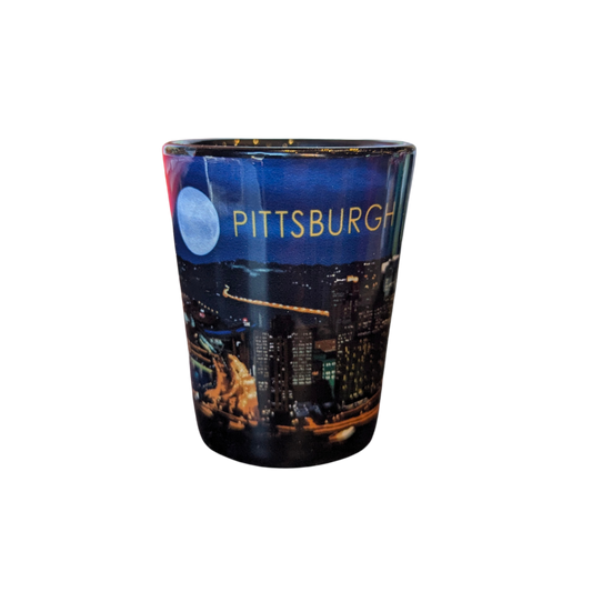 Pittsburgh Night Skyline Shot Glass