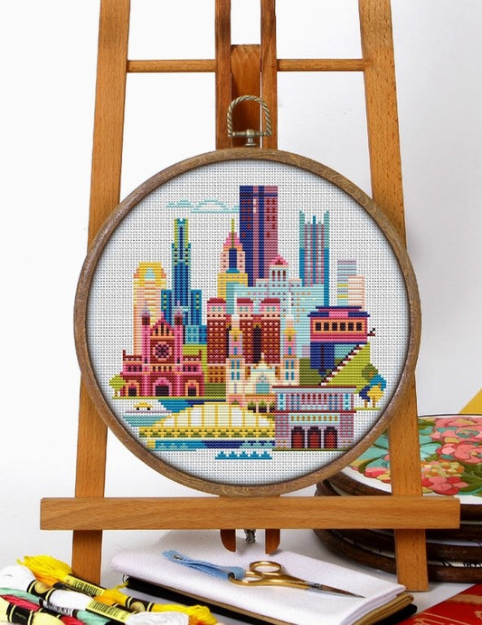 Cross Stitch Kit, Pittsburgh Skyline