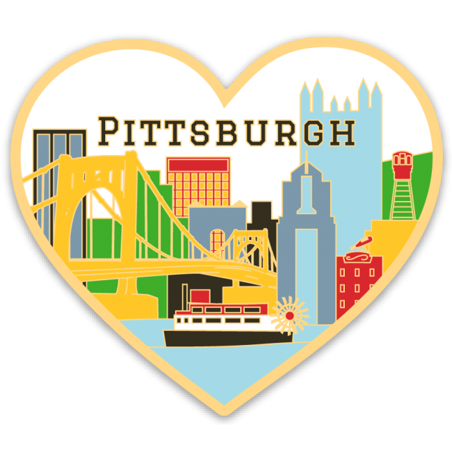Pittsburgh Skyline Heart Sticker
